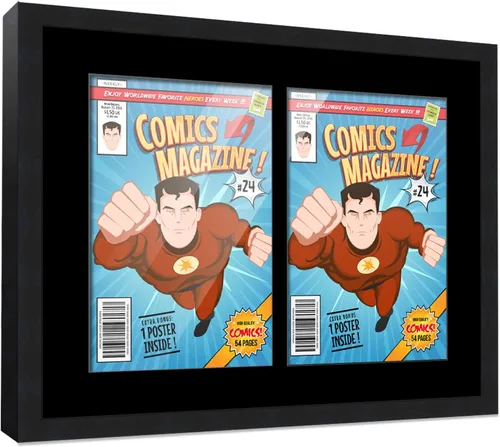 Vista 40 de Poster Palooza Marco de cómic con paspartú para 1 cómic de la Edad de Bronce publicado entre 1970 y 1985, marco de cómic negro para cómic de 7.25 x