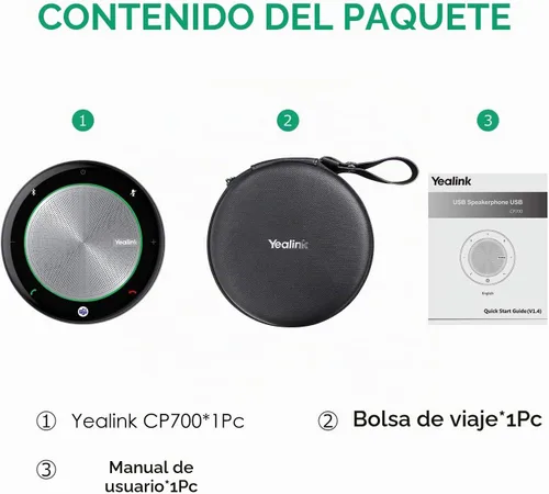 Vista 7 de Yealink Altavoz Bluetooth Micrófono de conferencia Equipos Certificado CP700 USB Full Duplex Algoritmo de reducción de ruido Oficina en casa 360°