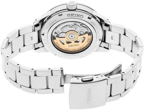 Vista 3 de Seiko Reloj automático de acero inoxidable plateado con esfera crema para hombre Blancuzco Clásico