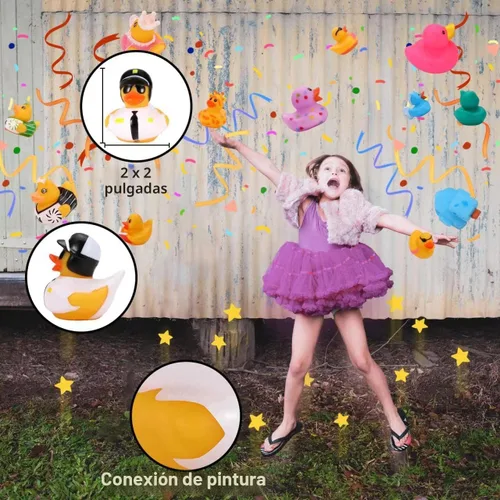 Vista 2 de 50 paquete de patos de goma para niños, juguetes de baño y patos para jeep para patear, patos de goma a granel para niños, accesorios para fiestas