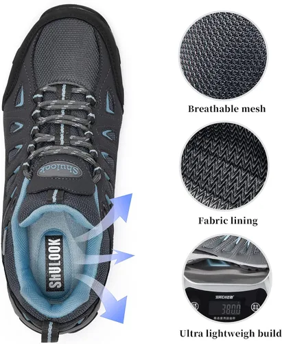 Vista 3 de SHULOOK Zapatos de senderismo para mujer Zapatos impermeables para mujer Cómodos, ligeros y antideslizantes Zapatos de senderismo para mujer