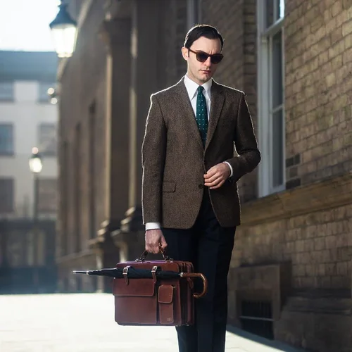 Vista 7 de Maxwell Scott - Mens Luxury Italian Leather Large Square Briefcase - Zip Closure - Handmade in Italy - The Alanzo