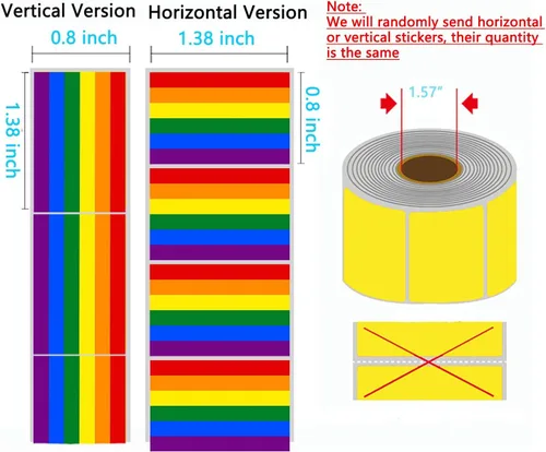Vista 3 de LGBTQ - Calcomanías de orgullo, rectangulares de seis colores, arco iris, calcomanías autoadhesivas impermeables para desfiles y eventos