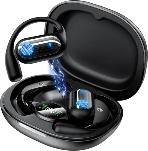 Vista 9 de Traducción AI Auriculares de oído abierto Traductor en tiempo real azul mar