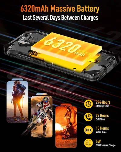 Vista 7 de Ulefone Armor X13 Teléfonos resistentes desbloqueados, IP68/IP69K teléfono impermeable, MTk Helio G36 12GB+64GB, cámara de visión nocturna de 50