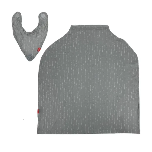 Vista 4 de Nuby Funda de lactancia 5 en 1 con babero de dentición de más de 3 meses, gris