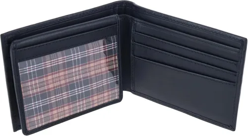 Vista 4 de Trafalgar Cartera Sergio de cuero genuino RFID con doble pliegue para hombre, Negro -, Talla única
