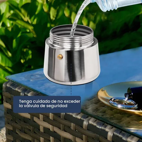Vista 8 de 2 Tazas Moka de Acero Inoxidable 100ml Cafetera de Espresso Italiana para Estufa Cafeteras Moka Percolador Cafetera Greca para Estufa de Inducción