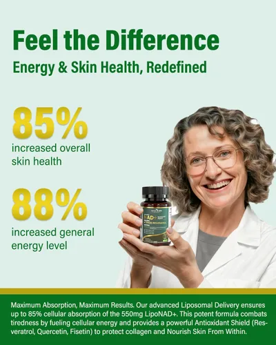 Vista 5 de Suplemento liposomal de resveratrol NAD+ - Alternativa NMN con trans-resveratrol, quercetina y fisetina - NAD Plus Booting para mujeres y hombres