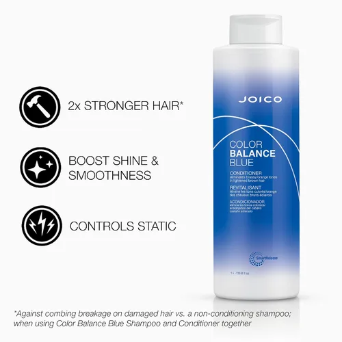 Vista 4 de Joico Champú y acondicionador de color azul Para cabello castaño aclarado Elimina los tonos naranja cobrizo Aumenta la vitalidad