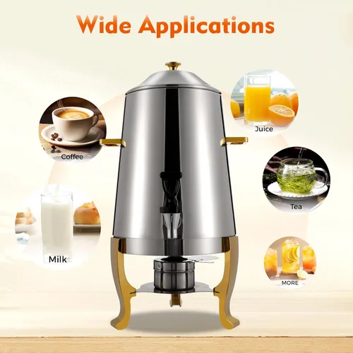 Vista 7 de Dispensador de bebidas aislado de 3.43 galones, dispensador de bebidas calientes de acero inoxidable de 54 tazas con grifo, dispensador portátil