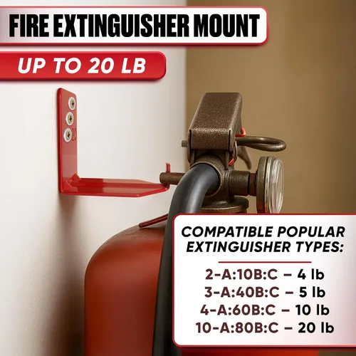 Vista 3 de Juego de 2 soportes de montaje para extintor de incendios, ganchos de montaje en pared resistentes de 2.36 x 1.57 x 2.36 pulgadas, tornillos