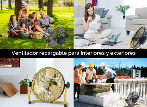 Vista 7 de Geek Aire Ventilador portátil de 12" a batería con aspas de metal, inclinación vertical de 360°, ventilador inalámbrico de 24h de duración