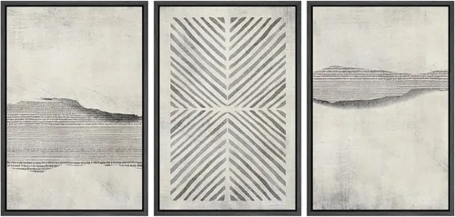 Vista 206 de SIGNWIN Lienzo enmarcado para pared, juego de arte neutro de bosque brumoso, ilustraciones en tono tierra, arte moderno, decorativo, bohemio