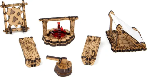 Vista 2 de TowerRex Adventurers Camp D&D Terreno, terreno de dispersión de muebles para miniaturas de 0.984 in, 1.260 in, 1.102 in, accesorios DND