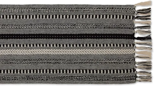 Vista 2 de DII Farmhouse - Camino de mesa trenzado a rayas, 15 x 72, negro