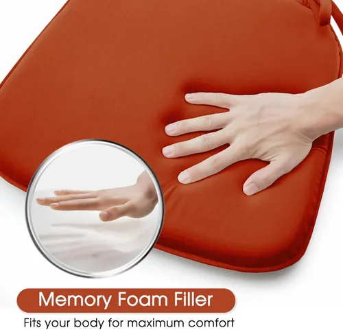 Vista 6 de Basic Beyond Juego de 4 cojines para sillas de cocina, de espuma viscoelástica en forma de U con lazos, 17 x 16 pulgadas, cojines de terciopelo