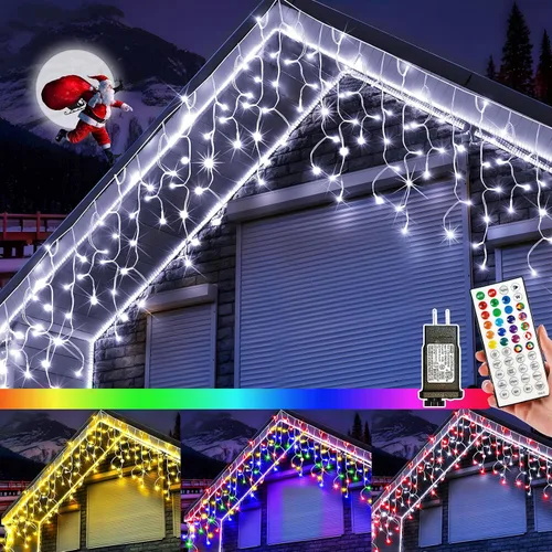 Vista 11 de Luces de Halloween para exteriores de 52 pies, 480 luces LED de Halloween moradas y naranjas, 12 modos de iluminación con temporizador de memoria
