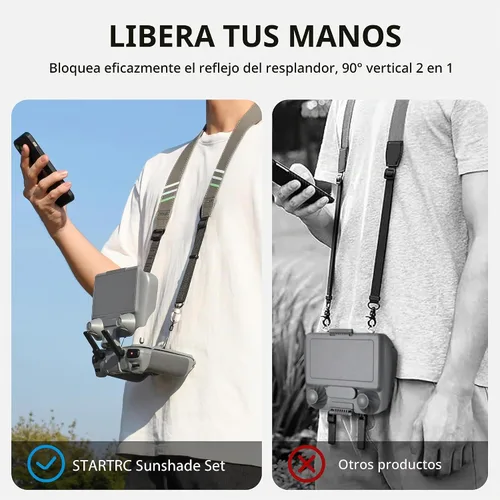 Vista 2 de STARTRC Mini 5 Pro - Parasol con cordón para DJI RC 2 y controlador RC, protector de pantalla mejorado 3 en 1 para DJI Avata 360/Mini 5/4/3 pro/Neo