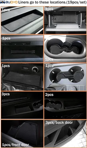 Vista 5 de Auovo Portavasos para puerta para Volkswagen VW Atlas Accesorios 2023 2022-2018 Interior personalizado para consola de automóvil, portavasos de Negro
