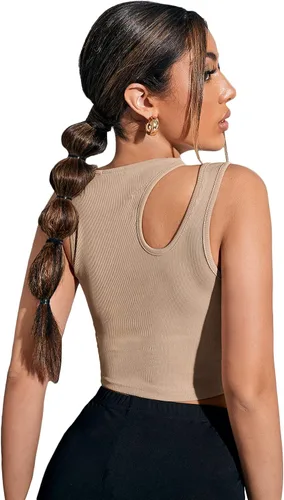 Vista 2 de Verdusa Camiseta corta sin mangas con cuello redondo y corte ajustado para mujer