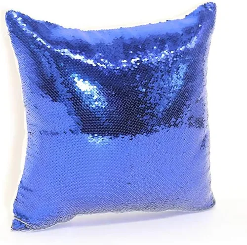 Vista 4 de H-E Funda de cojín cuadrada en blanco reversible con lentejuelas mágicas deslizantes para sublimación (azul)