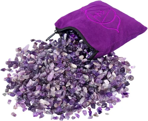 Vista 4 de SUNYIK Paquete de 2 almohadas de cristal de chakras de turmalina negra y amatista, raíz y chakra del tercer ojo para curar reiki, 0.5 libras