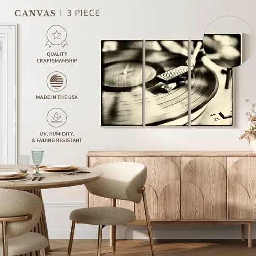 Vista 22 de Elephant Stock BW - Reproductor de discos de vinilo para pared, lienzo horizontal, decoración de pared de sala de estar de 3 piezas, impresión