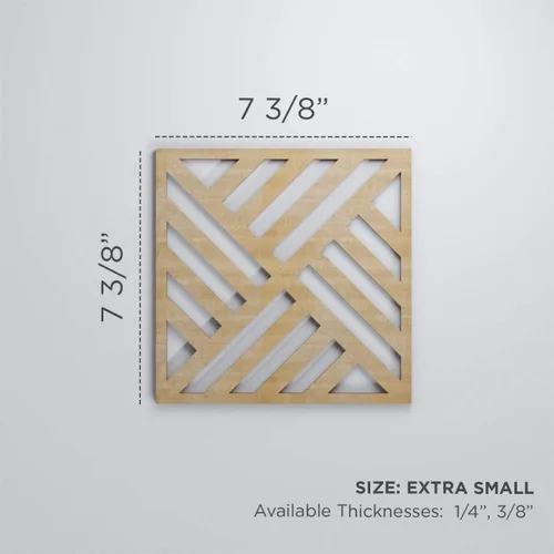 Vista 2 de 7 3/8"W X 7 3/8"H Extra Pequeño Allen Decorativos Paneles De Pared De Madera De Calado, Roble Rojo rojo (Red Oak)