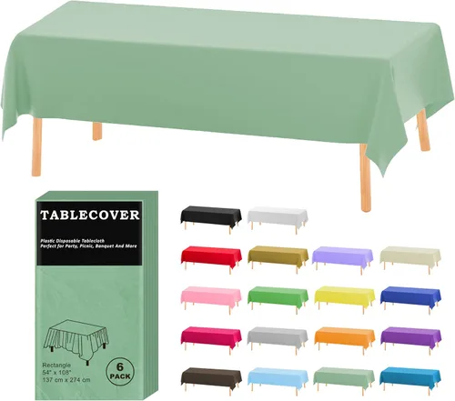 Vista 10 de D&Z Paquete de 6 manteles de plástico desechables color negro de 54 x 108