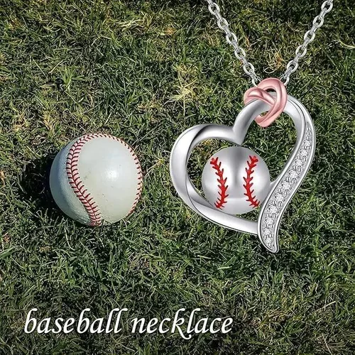 Vista 6 de YAFEINI VoleibolBéisbolBaloncestoTenisFútbolGolfCollar 925 Plata Plata Corazón Deportes Colgante Joyería Regalos para Mujeres