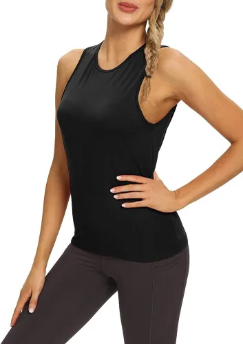 Vista 5 de Mippo Workout Tops for Women Open Back Yoga Shirts Tank Tops Athletic Tops Gym Workout Clothes