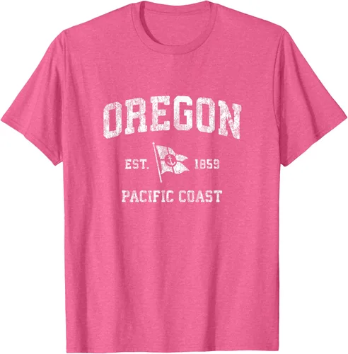 Vista 44 de Oregon Vintage barco ancla bandera diseño de West Coast Retro Tee, hombre S, Arándano