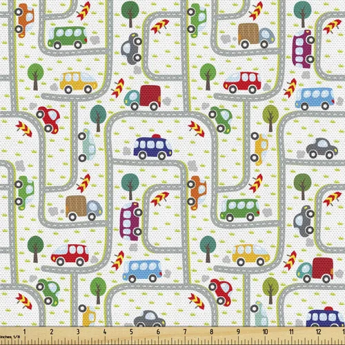 Vista 63 de Ambesonne - Tela Indie de The Yard, patrón colorido con anteojos clásicos de moda antigua, nerd, inteligente, bohemio, dibujo de doodle, tela
