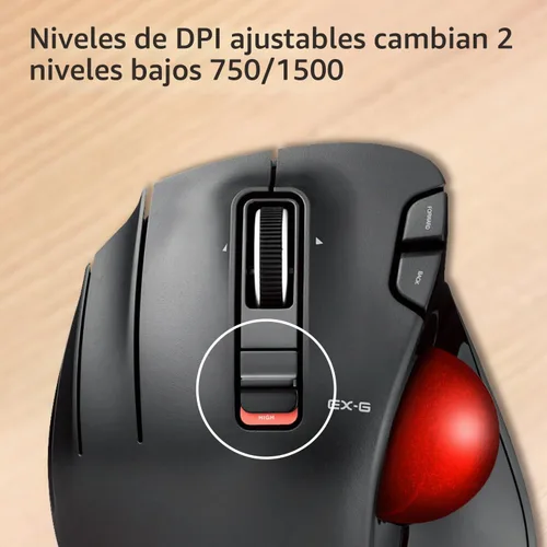 Vista 6 de ELECOM EX-G Ratón de Trackball para zurdos, inalámbrico USB de 2.4 GHz, ergonómico, control de pulgar, bola de rodillo de seguimiento, 6 botones