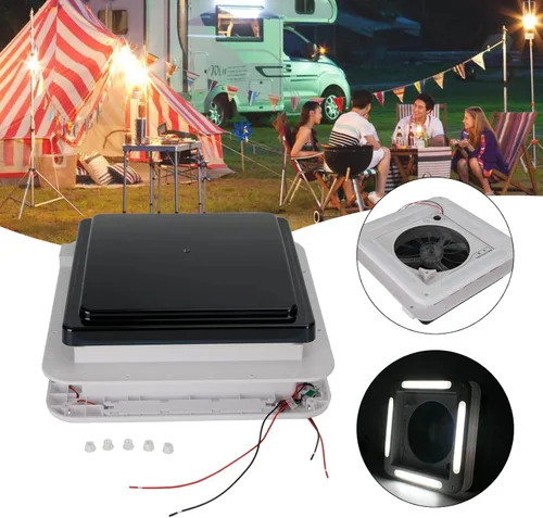 Vista 3 de Ventilador de 11 pulgadas con tragaluz de 12 V, se adapta a aberturas de techo estándar de 11 x 11 pulgadas