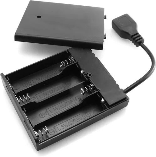 Vista 3 de DGZZI USB hembra Socket 4 AA caja caja de batería titular con interruptor ON-Off