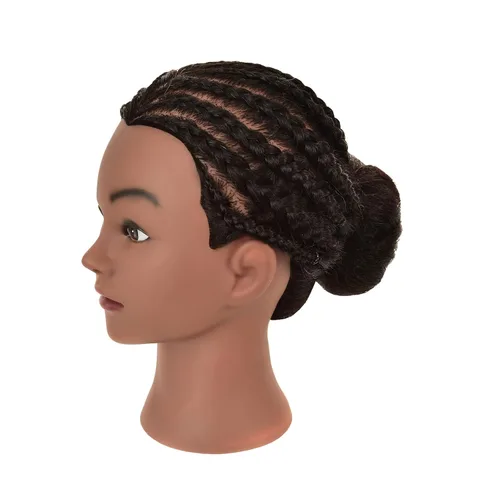 Vista 3 de RIHANNAHAIR - Cabello humano 100% real estilo afro, incluye cabeza de maniquí para peluquería: prácticas de estilismo, trenzado, rizado, estilizado