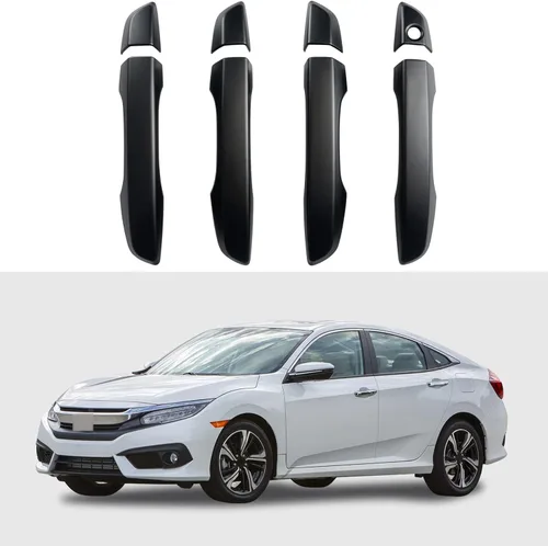 Vista 10 de Cubierta de Manija de Puerta Compatible con Honda Civic de 10ª Generación Sedan Hatchback Coupe Tipo R 2016 2017 2018 2019 2020 2021 Manijas