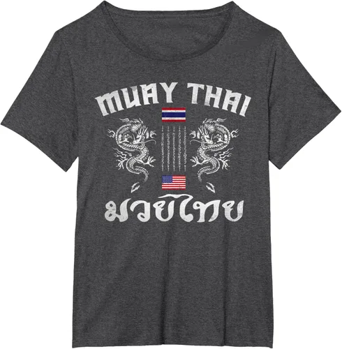 Vista 28 de Camiseta de equipo de entrenamiento de boxeo Muay Thai con bandera estadounidense de Tailandia, Negro, S