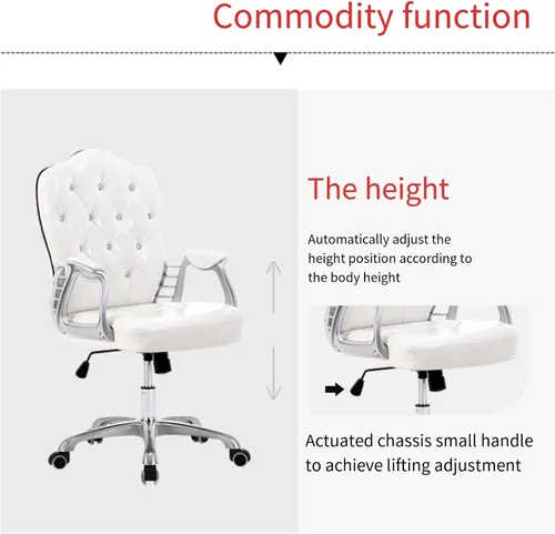 Vista 5 de QQXX Silla de oficina en casa, silla ergonómica de escritorio, silla de computadora con soporte lumbar, reposabrazos, silla ejecutiva giratoria