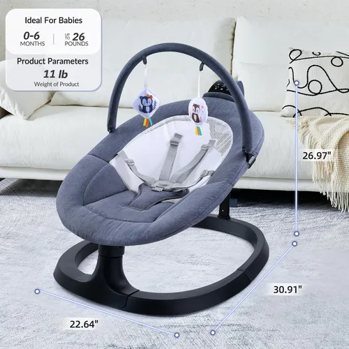 Vista 8 de VaVaSoo Columpio eléctrico 2 en 1 para bebé, asiento para niños pequeños de hasta 66 libras, soporte de doble brazo para mayor estabilidad, 3