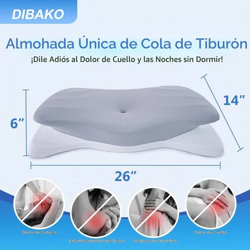 Vista 2 de Almohada cervical para aliviar el dolor de cuello, almohada de espuma viscoelástica de alta densidad 60D con soporte ergonómico de 5 zonas, cubierta