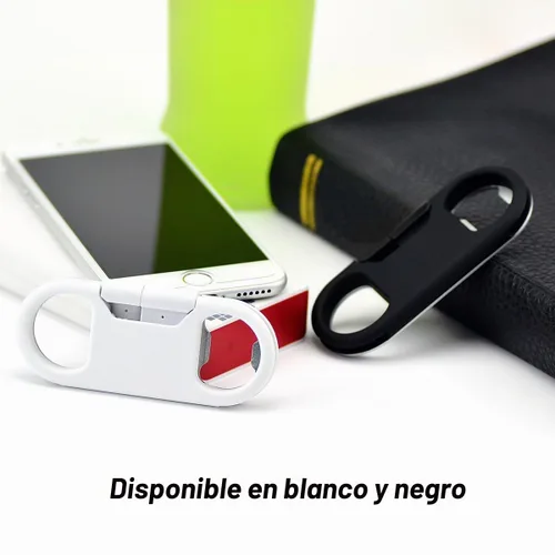 Vista 7 de Cable Lightning para carga de iPhone + llavero + abridor de botellas + mosquetón de aluminio, llavero portátil multifunción con abridor de botellas