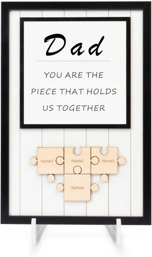 Vista 18 de Letrero personalizado con nombre de la familia, adornos de madera para la familia, placa de rompecabezas con nombre personalizado, decoración