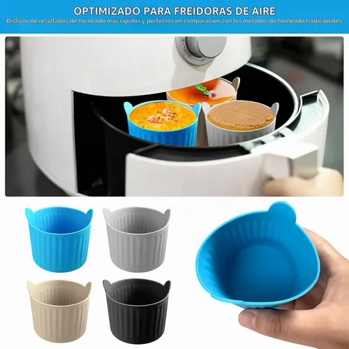 Vista 3 de Tazas de silicona para hornear, moldes antiadherentes para magdalenas y tartas