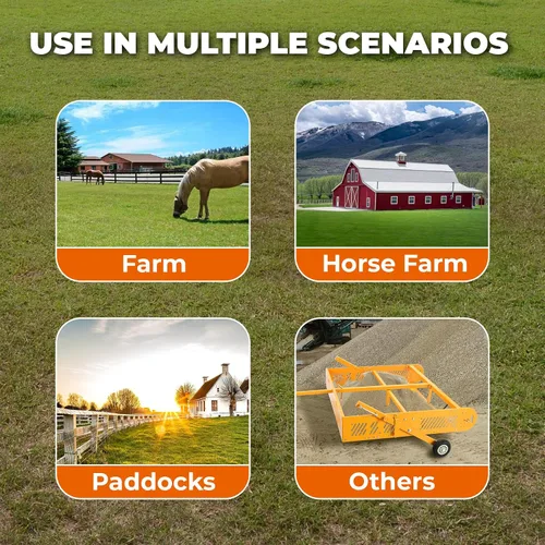 Vista 7 de POPMOON 2-in-1 Horse Manure Scoop Tow Behind Trailer Horse Paddock Cleaner