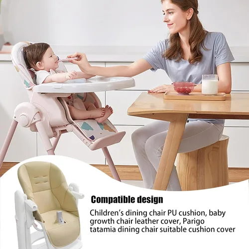 Vista 9 de LAFANDE Fundas para silla alta para bebé, cojín para silla de comedor de bebé, cojín transpirable, piel sintética con asiento acolchado para Peg