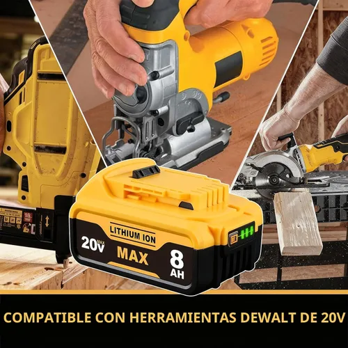 Vista 5 de 8.0Ah Compatible con la batería DeWalt 20V Max DCB200 DCB201 DCB180 DCB203 DCB204 DCB206 para herramientas eléctricas sin cable con indicador LED