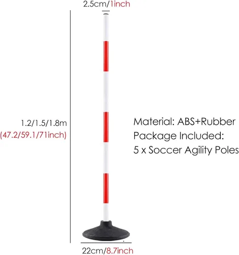 Vista 3 de YXXSDP Juego de bastones de agilidad de fútbol desmontables, paquete de 5 palos de entrenamiento flexibles, para entrenamiento de fútbol